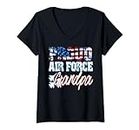 Damen Proud Patriotic Air Force Opa USA Flag Men T-Shirt mit V-Ausschnitt