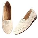 XE Looks Cream Soft Stylish Casual Comfortable Flat Bellies Shoes for Women & Girls Footwear