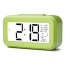 SHREE HANS CREATION Digital Smart Backlight Battery Operated Alarm Table Clock with Automatic Sensor | Date & Temperature (Green)