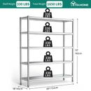 Stainless Steel Shelves, 5 Tier Storage Shelf, Heavy Duty Shelving for Kitchen Garage Office Restaurant Warehouse