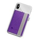 Stick-On Phone Wallet for Back of iPhone or Android Case | 6 Sleeve Credit Card Holder - Pocket for Cards, Money & ID - Built-in Stand - Waterproof Material - Travel, Work & Life-Proof (Purple)