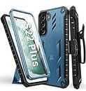 FNTCASE for Samsung Galaxy S22 Plus Case: Shockproof Durable S22+ Cell Phone Cover with Built-in Kickstand | TPU Bumper Textured | Full-Body Protective Rugged Belt-Clip Holster Designed Blue