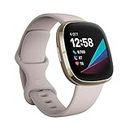 Fitbit Sense Advanced Smartwatch with Tools for Heart Health, Stress Management & Skin Temperature Trends, Lunar White/ Soft Gold Stainless Steel