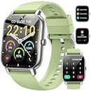 Smart Watch(Answer/Make Call), 1.85" Smartwatch for Women IP68 Waterproof, 100+ Sport Modes, Fitness Activity Tracker, Heart Rate Sleep Monitor, Pedometer, Smart Watches for Android iOS, Green Silver