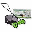 Sharpex 16-Inch Push Manual Lawn Mower with Grass Catcher | Reel Lawn Mower with Grass Catcher | 5-Position Height Adjustment | Classic Push Grass Cutter Machine for Home Garden and Yard (Green)