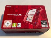Consola Nintendo 2DS roja transparente embalaje original con incrustación embalaje vacío sin consola