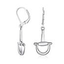 Equestrian Equine Horse Gift Cowgirl Lever back Dangle Snaffle Horse bit Earrings Western Jewelry For Women Teen Polished Finish .925 Sterling Silver