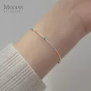 Modian Authentische 925 Sterling Silber Regenbogen Farbe Mode Armband Dünn Bead Kette Armband Für