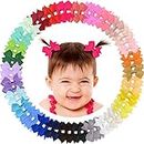 ALinmo Baby Hair Clips 60PCS 2" Baby Girls Clips Fully Lined Baby Bows Tiny Hair Bows Alligator Clips for Baby Girls Infants Toddlers in Pairs