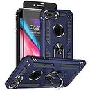 Jihucase for iphone 8 Plus Case, iphone 7 Plus Phone Case with HD Screen Protector, Military Grade Ring Shockproof Protective Phone Case for iphone 8/7 Plus,Blue