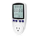 kuman KW47-US Electricity Usage Monitor Plug Power Watt Voltage Amps Meter with Digital LCD, Overload Protection and 7 Display Modes for Energy Saving (NO-Backlight), White