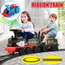 Black/Blue 6V Electric Ride On Train Toy Car for Kids w/Storage Lights Sounds 