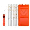 Valuemax 14 Piece 4 inch Paint Roller Kit Wall Treatments Tools for Decorate Cabinets, Doors, Craft Work, Orange & White