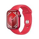 Apple Watch Series 9 (45 mm GPS) Smartwatch avec boîtier Aluminium et Bracelet Sport (Product) Red (S/M). Suivi de l’activité Physique, apps Oxygène sanguin et ECG, écran Retina Toujours activé
