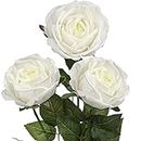 3 Stück Künstliche Rosen Kunstblumen Rosenzweig Real-Touch Kunstrosen Seidenrosen Einzelner Stiel Gefälschte Rose für Hochzeit Wohnzimmer Party Blumenarrangement