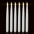 Furora LIGHTING White LED Flameless Taper Candles, Window Candles, Candle Lights, Long Candles, Battery Powered Candles, Electric Candles with 6 Hour Timer Function -White 13", Pack of 6