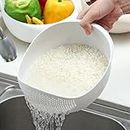 ROLLII Multi-Functional Kitchen Washing Basket Basin - Drain Water, Wash Rice, And More With Convenient Features - Ideal For Various Uses And Users - New Home Kitchen Essentials (White)