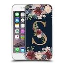 Official Nature Magick Letter S Floral Monogram Gold Navy 2 Soft Gel Case Compatible for Apple iPhone 6 / iPhone 6s