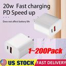 For iPhone 14 13 12 11 20W Fast Charger Block USB Type C Wall Power Adapter Lot