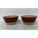 Pier 1 Imports Red Scroll Stoneware Ceramic Aoup Bowl Set Of 2