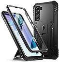 Poetic Revolution Series Case Designed for Samsung Galaxy S21 FE 5G, Built-in Screen Protector Work with Fingerprint ID, Full Body Rugged Shockproof Protective Cover Case with Kickstand, Black