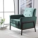 Safavieh Home Collection Roald Velvet Sofa Accent Club Chair ACH6209B, 0, Malachite Green/Antique Coffee