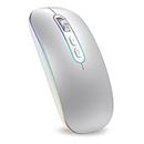cimetech Wireless Bluetooth Mouse, Slim Rechargeable Mac Mouse, Computer Mice with Dual Mode (Bluetooth 5.1 and 2.4G), Compatible with iPad, Laptop, Mac, Windows (Silver)…