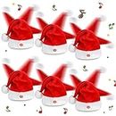 Mepase 6 Pcs Singing and Dancing Christmas Hat Electric Santa Hats Swing Moving Musical Funny Toy Hat Plush Red and White Santa Cap Bulk for Adults Kids Xmas Christmas Gifts New Year Party Supplies