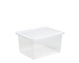 Wham Clear Plastic Storage Box Boxes With Lids Home Office Stackable Nestable, Large Storage Box With Lids 35L, Set of 10 18.9 x 15.16 x 10.04 centimeters