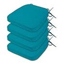 Millsilo D-Shaped Chair Cushions for Dining Chairs with Ties and Removable Cover, 2" Thick Dining Kitchen Chair Pads, Indoor Dining Room Chair Cushions, 16.5" x 16.2", Set of 4, Teal