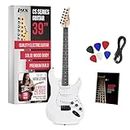 LyxPro CS 39” Electric Guitar Kit for Beginner, Intermediate & Pro Players with Guitar, Amp Cable, 6 Picks & Learner’s Guide | Solid Wood Body, Volume/Tone Controls, 5-Way Pickup - White