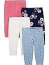 Simple Joys by Carter's Baby Girls' 4-Pack Pant, Ivory/Light Blue Dots/Navy Floral/Pink, 3-6 Months