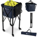 Foldable Tennis Ball Teaching Cart Lightweight W Wheels and Removable Bag Blue