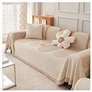 Double Sided Chenille Sofa Cover,Chenille Double Sided Sofa Towel,Soft Slipcover,Stretch Waterproof Couch Protector, Towel Couch Blanket Universal (Beige,180 * 200cm)