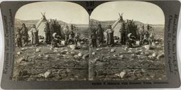 Keystone, Stéréo, Greenland, Eskimos with summer tents Vintage stereo card,  T