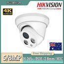 4K Hikvision Compatible 8MP 5MP Turret Security IP Camera MIC IR POE 2.8mm WDR