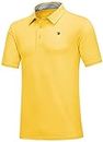 MoFiz Men's Golf Shirts Short Sleeve Shirts Quick-Dry Sport Polo Shirts UPF 50+ Sun Protection Active Outdoor Hiking T-Shirt Yellow S