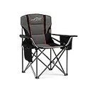 FAIR WIND Oversized Fully Padded Camping Chair with Lumbar Support, Heavy Duty Quad Fold Chair with Cooler Bag, Support 450 LBS, Black