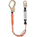 WELKFORDER Single Leg 6-Foot Fall Protection for Construction Shock Absorber Stretch Safety Lanyard with Snap & Rebar Hook Connectors ANSI Z359.13-2013 Complaint