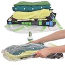 8 Travel Space Saver Bags - No Vacuum or Pump Needed - for Clothes - Reusable - Luggage Compression - Set of 4 L and 4 M Sacks