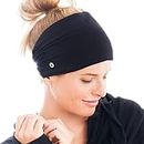 BLOM Original Headbands for Women Wear for Yoga, Fashion, Working Out, Travel or Running Multi Style Design for Hair Styling Active Living Wear Wide Turban Knotted ( Original Size, Black)