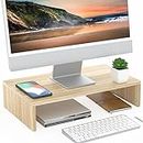 FITUEYES Computer Monitor Riser 16.7 inch Laptop Stand Save Space Desk Organizer with Keyboard Organizer Space, Oak DT104201WO