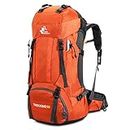 Bseash 60L Waterproof Lightweight Hiking Backpack with Rain Cover, Outdoor Sport Travel Daypack for Climbing Camping Touring (Orange)