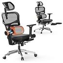 DROGO Premium Ergonomic Office Chair for Work from Home, High Back Computer Chair with Adaptive Lumbar Support & Headrest, 4D Armrest, Footrest & Recline, Desk Mesh Chair for Office/Home (Black)