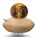 Wooden Music Box,Crystal Ball Music Box,Mechanical Music Box,K9 Crystal Glass,Retro Switch with Wonderful Music , LED Light ,Gift for Wedding/Valentine's Day/Birthday/Christmas/Kids,Home Decor (Astronaut)