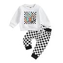 JLKGICF Baby Boy Clothes 0 6 12 18 24M 3T Long Sleeve mama's boy Print Tops Checkboard Sweatpants Toddler Winter Outfit, White11, 12-18 Months