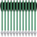 HUNTSPM 6.3" Pistol Crossbow Bolts, Aluminium Crossbow Arrows,Mini Crossbow Bolts with Broadhead Tips for 50-80lbs Pistol Crossbow Precision Target Practicing Shooting and Small Hunting (12pcs Green)