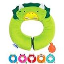 Trunki Kid's Travel Neck Pillow And Chin Rest | Support Sleepy Heads in the Car Seat, Plane, Bike or Pram | Yondi SMALL Dudley Dinosaur (Green)