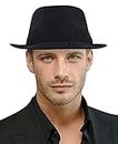 Verbier Vintage Unisex Fedora Hat/Trilby Fedora Hat/Western Cowboy Hats Men Black