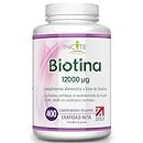Incite Nutrition Biotina suplemento para el crecimiento del cabello 12,000mcg, Tabletas de 6mm (Suministro para todo un año) para Hombres y Mujeres, Hecho en el Reino Unido 400 unidades (paquete de 1)